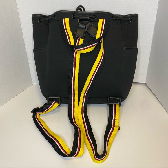 Tommy Hilfiger Drawstring Backpack Black and Yellow with Multicolored Straps - Picture 6 of 10
